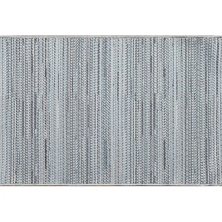 Outdoor Rugs-Kirklands Home Denim Woven Lines Indoor/Outdoor Accent Rug, 2x2 Blue