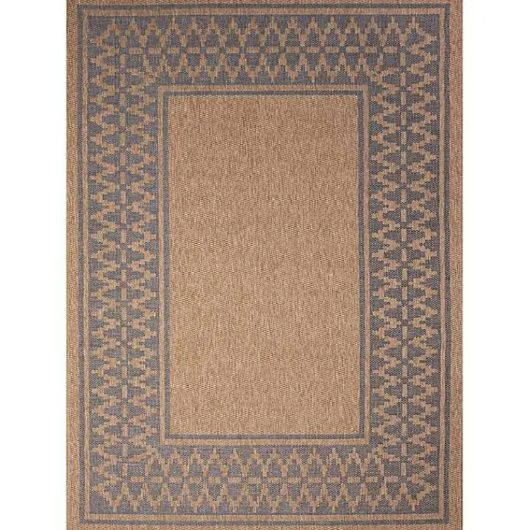 Outdoor Rugs-Kirklands Home Tan & Navy Zig Zag Indoor/Outdoor Area Rug, 5x7
