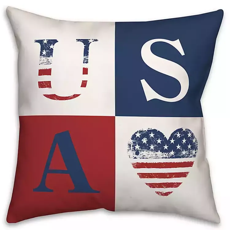 Outdoor Cushions & Pillows-Kirklands Home Fourth of July Rustic USA Indoor/Outdoor Pillow