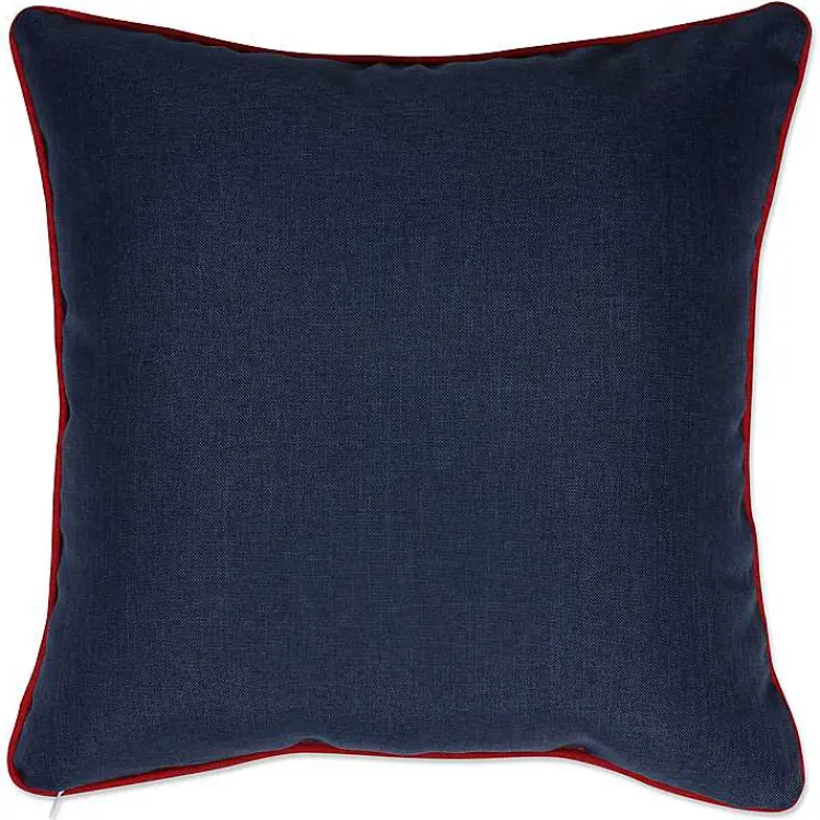 Outdoor Cushions & Pillows-Kirklands Home Embroidered Red and Blue Stars Outdoor Pillow