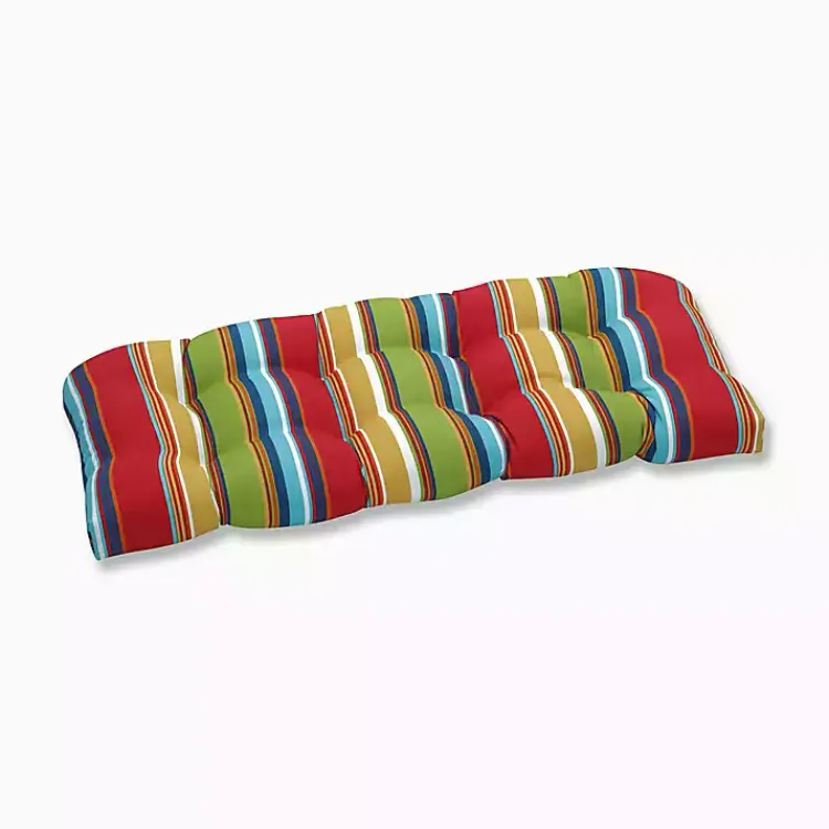 Outdoor Cushions & Pillows-Kirklands Home color Striped Outdoor Bench Cushion Multi