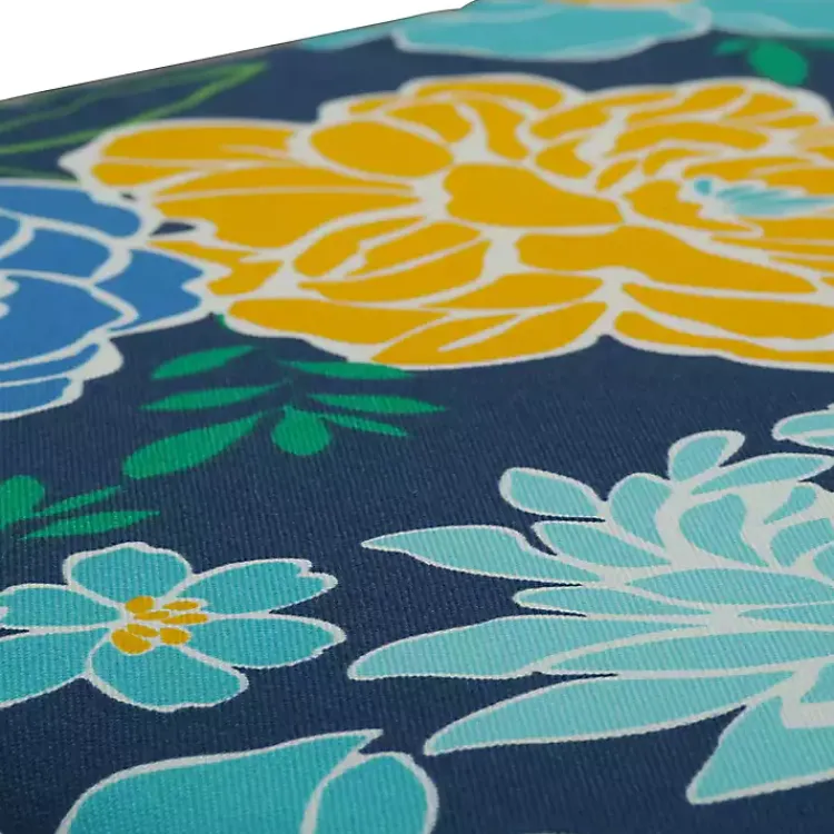 Outdoor Cushions & Pillows-Kirklands Home Blue Floral Tufted Outdoor Seat Cushions, Set of 2