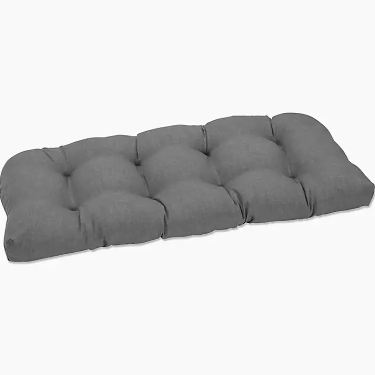 Outdoor Cushions & Pillows-Kirklands Home Graphite Tufted Outdoor Settee Cushion Gray