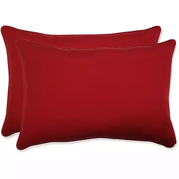 Outdoor Cushions & Pillows-Kirklands Home Solid Outdoor Lumbar Pillows, Set of 2 Red