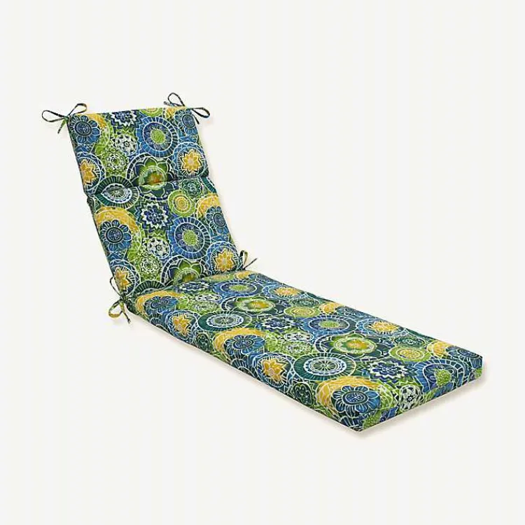 Outdoor Cushions & Pillows-Kirklands Home Blue and Green Lagoon Outdoor Chaise Cushion