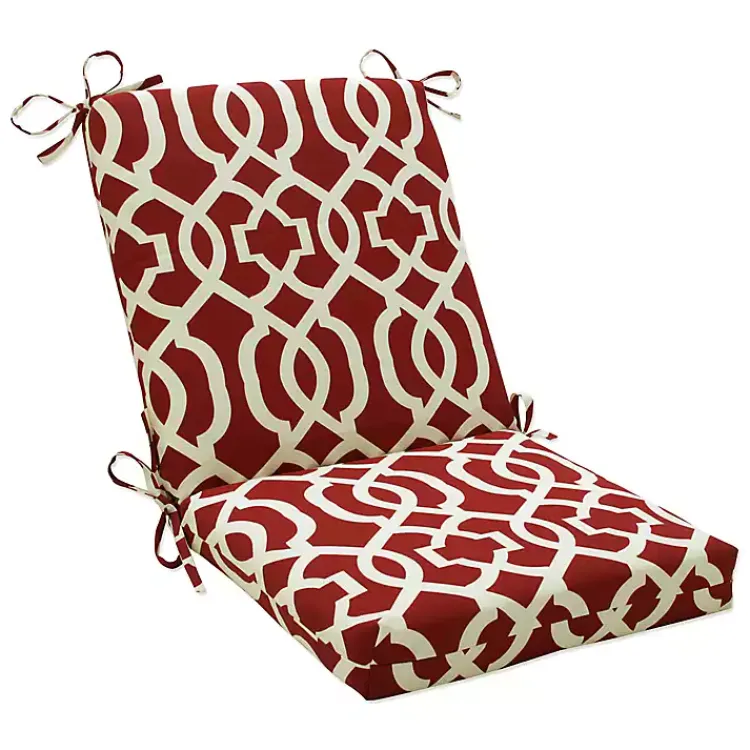 Outdoor Cushions & Pillows-Kirklands Home Red New Geometric Outdoor Chair Cushion
