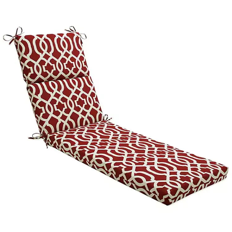 Outdoor Cushions & Pillows-Kirklands Home Red New Geometric Outdoor Chaise Cushion