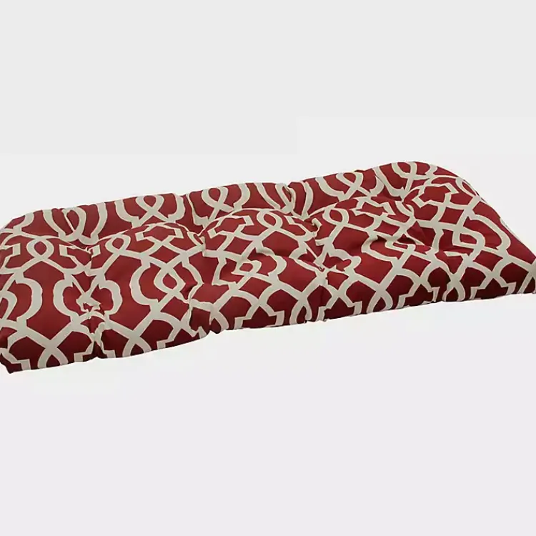 Outdoor Cushions & Pillows-Kirklands Home Red New Geometric Outdoor Settee Cushion
