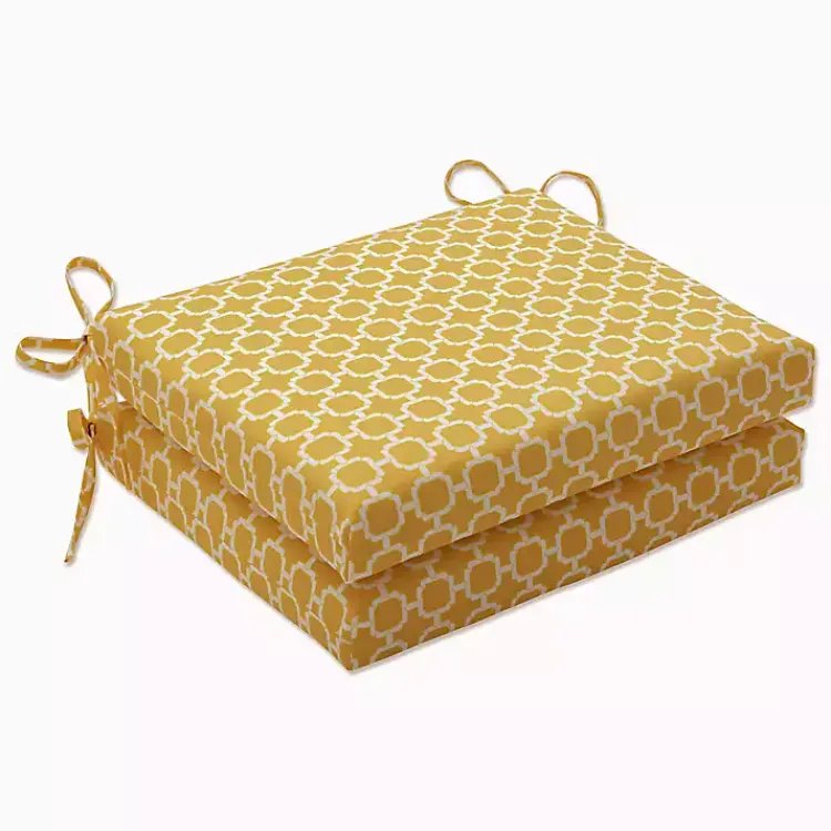 Outdoor Cushions & Pillows-Kirklands Home Square Outdoor Seat Cushions, Set of 2 Yellow