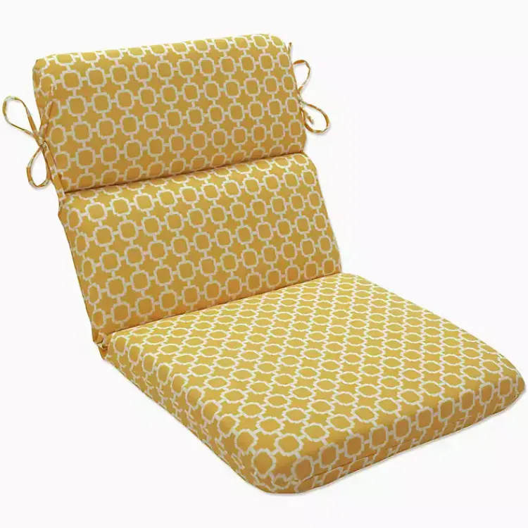 Outdoor Cushions & Pillows-Kirklands Home Pattern Outdoor Chair Cushion Yellow