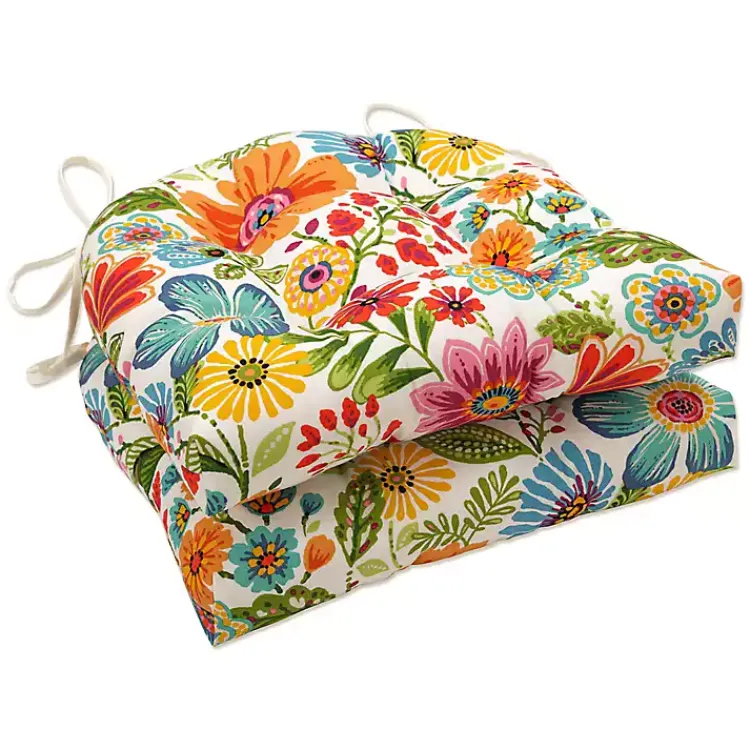 Outdoor Cushions & Pillows-Kirklands Home Colorful Floral Outdoor Seat Cushions, Set of 2 Multi