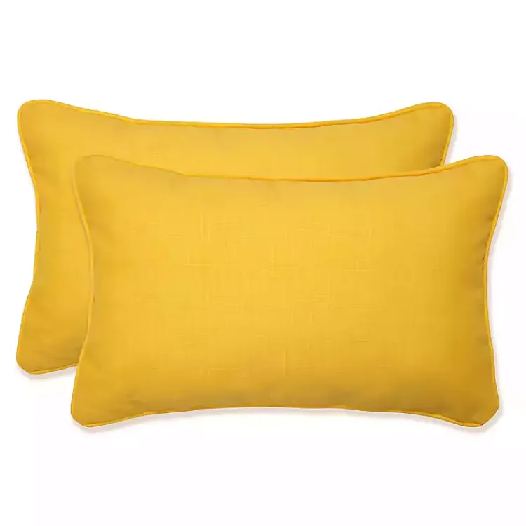 Outdoor Cushions & Pillows-Kirklands Home Solid Outdoor Lumbar Pillows, Set of 2 Yellow