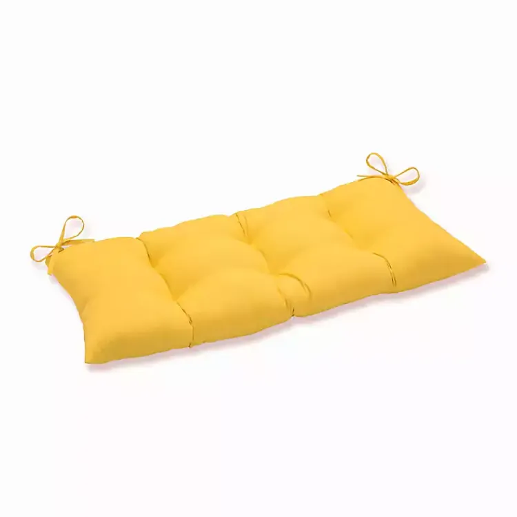 Outdoor Cushions & Pillows-Kirklands Home Solid Tufted Outdoor Bench Cushion Yellow