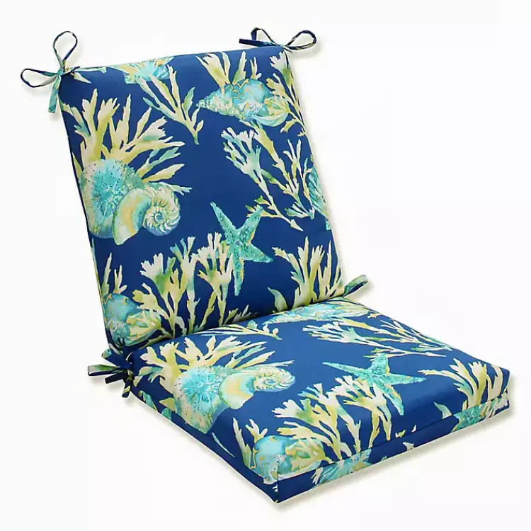 Outdoor Cushions & Pillows-Kirklands Home Navy Pacific Outdoor Chair Cushion