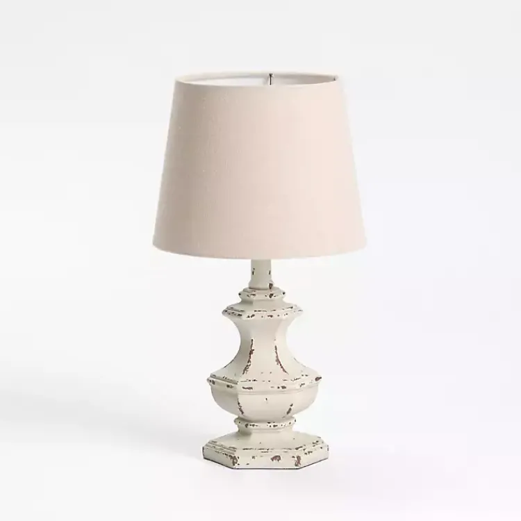 Table Lamps-Kirklands Home Distressed Cream Sculpted Urn Table Lamp Tan