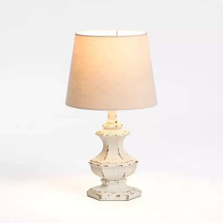 Table Lamps-Kirklands Home Distressed Cream Sculpted Urn Table Lamp Tan