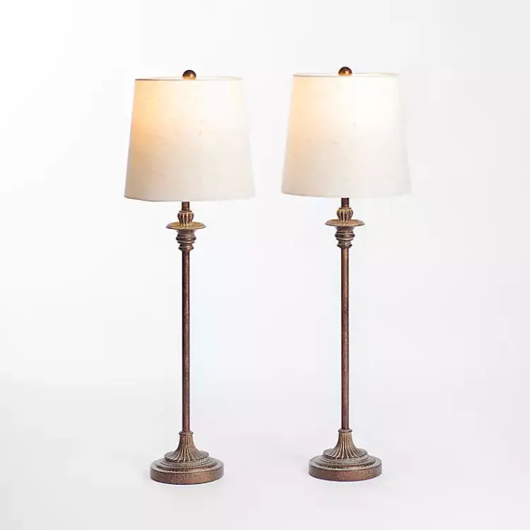 Buffet Lamps-Kirklands Home Bronze Metal Candlestick Buffet Lamps, Set of 2 White