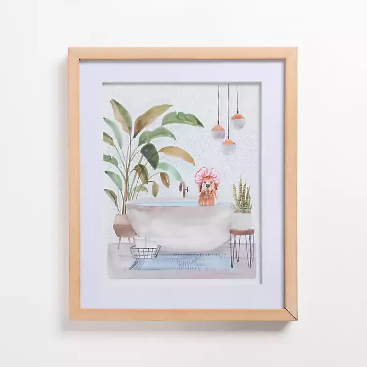Framed Art-Kirklands Home Dog in Tub Framed Art Print