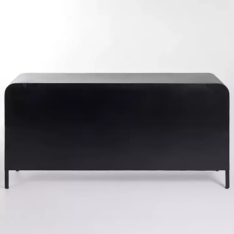 Cabinets & Sideboards-Kirklands Home Metal & Glass 4-Door Bentley Cabinet Black