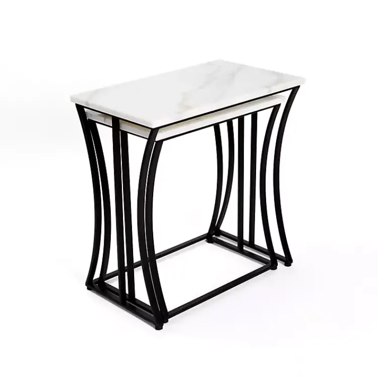 Accent & End Tables-Kirklands Home Marble Nesting Accent Tables, Set of 2 White