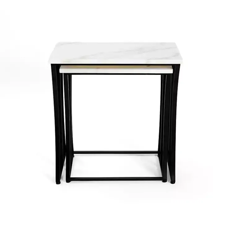 Accent & End Tables-Kirklands Home Marble Nesting Accent Tables, Set of 2 White
