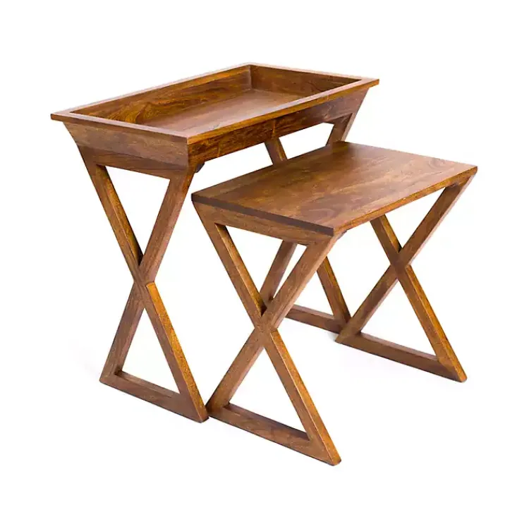 Accent & End Tables-Kirklands Home Walnut Acacia Wood 2-pc. End Table Set Brown