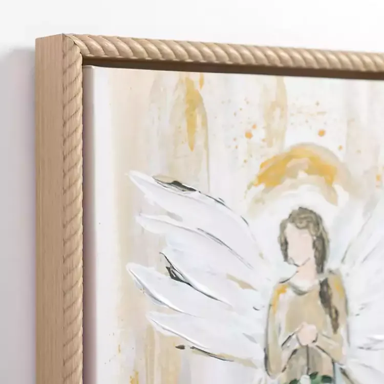 Canvas Art-Kirklands Home Angel Holding Wreath Framed Canvas Art Print White