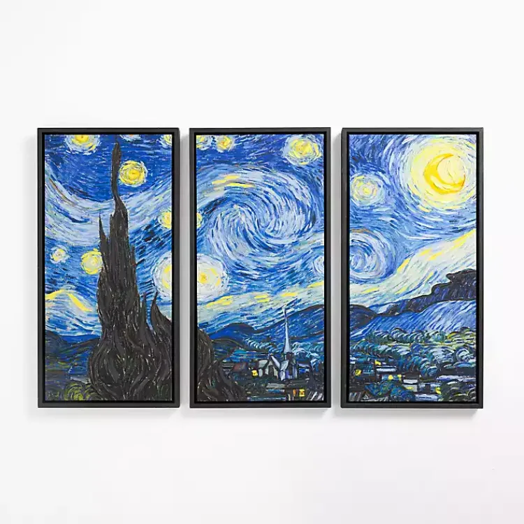 Canvas Art-Kirklands Home Starry Night Framed Canvas Art Prints, Set of 3 Blue