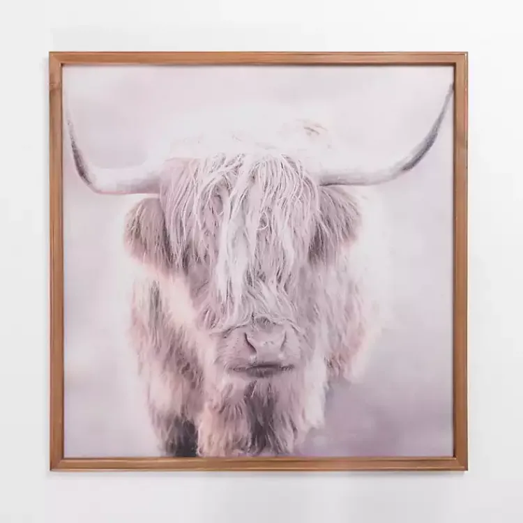 Framed Art-Kirklands Home Felt Highland Cow Framed Art Print Gray