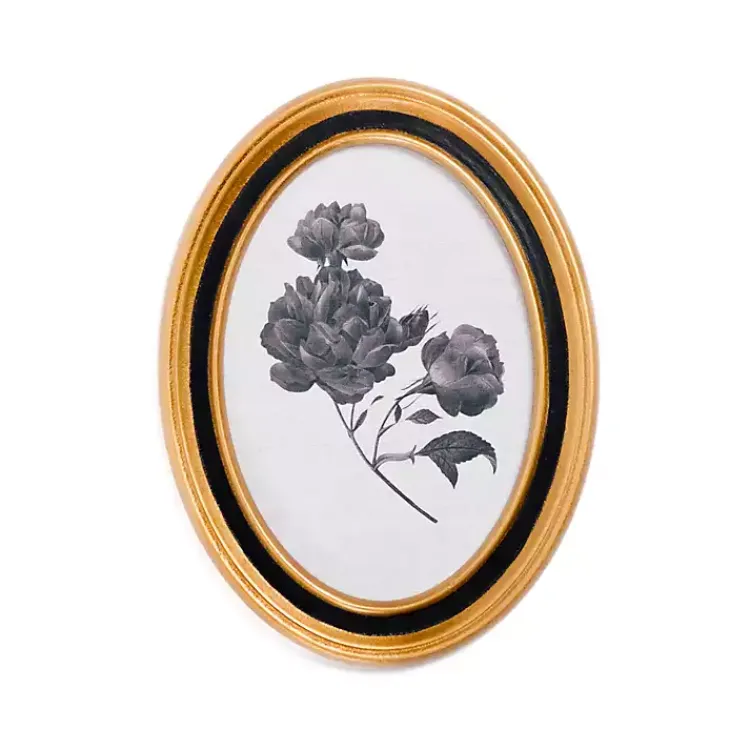Framed Art-Kirklands Home Oval Black Floral Framed Art Print