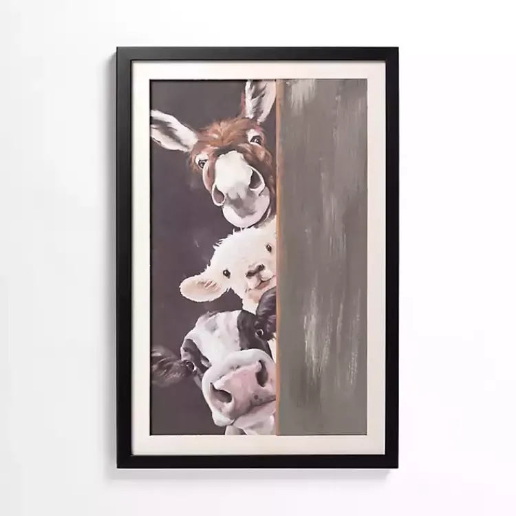Framed Art-Kirklands Home Peeking Farm Friends Framed Art Print