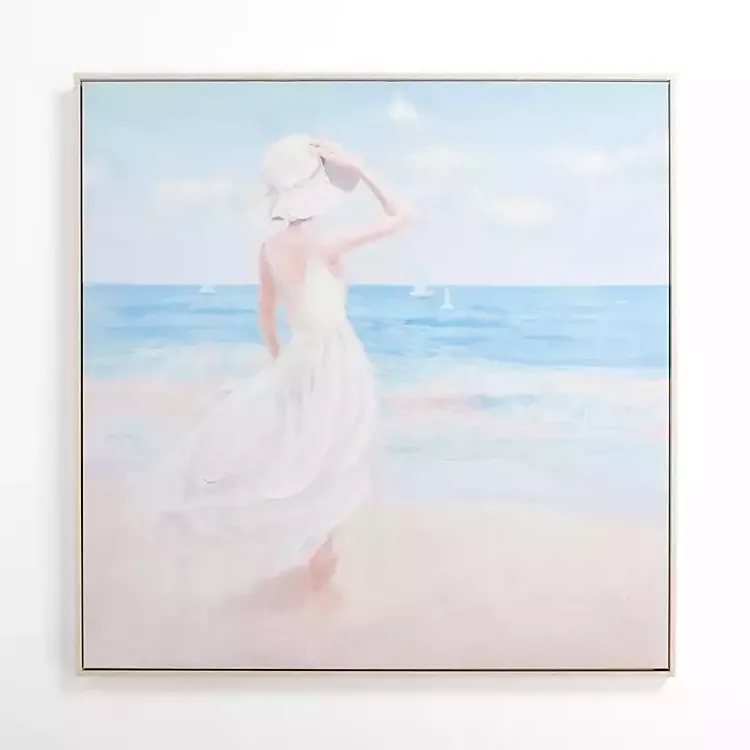 Canvas Art-Kirklands Home Lady by the Sea Framed Canvas Art Print