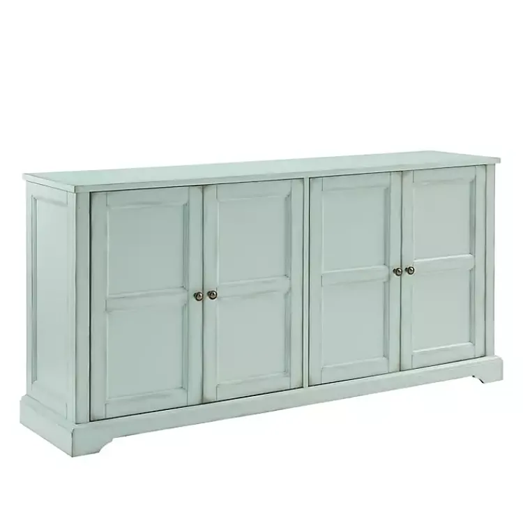 Cabinets & Sideboards-Kirklands Home Light Paneled 4-Door Sideboard Blue