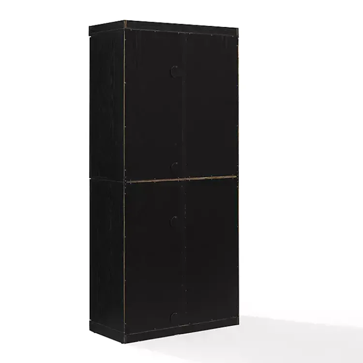 Cabinets & Sideboards-Kirklands Home Tall Black Wood and Glass Door Storage Cabinet