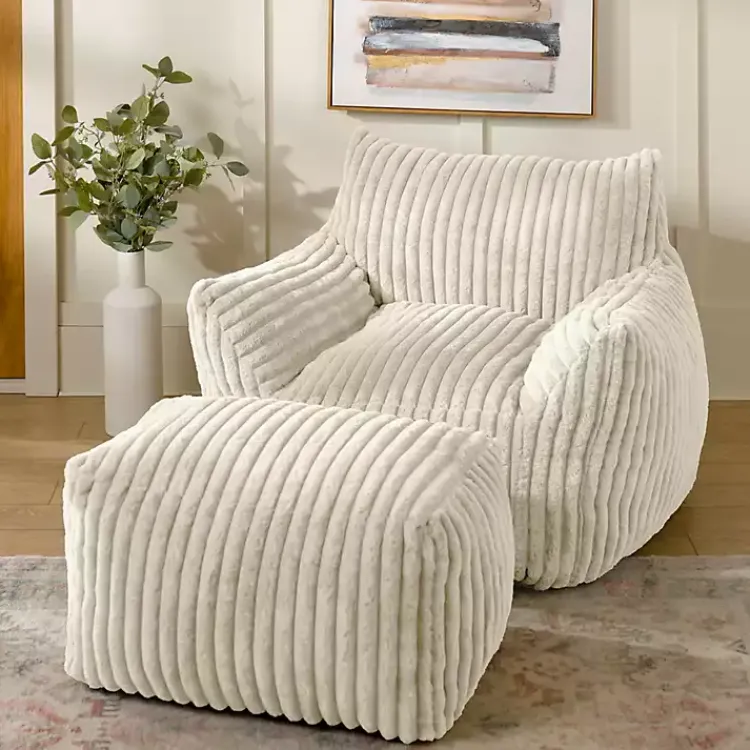 Accent Chairs-Kirklands Home Cream Comfy Foam Lounge Chair White
