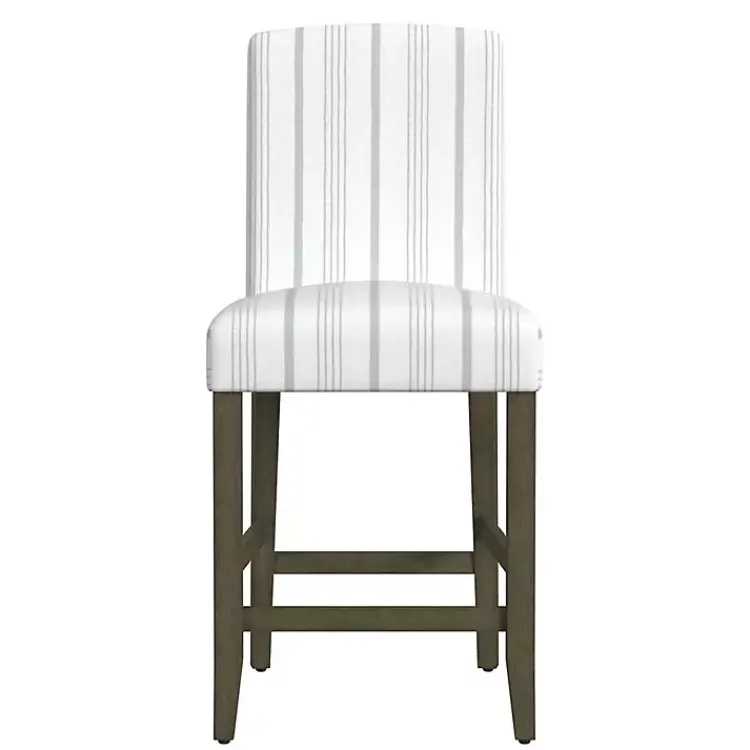Bar Stools & Counter Height Stools-Kirklands Home Dove Gray Striped Upholstered Bar Stool