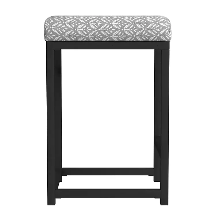 Bar Stools & Counter Height Stools-Kirklands Home Gray Floral Upholstered Counter Stool