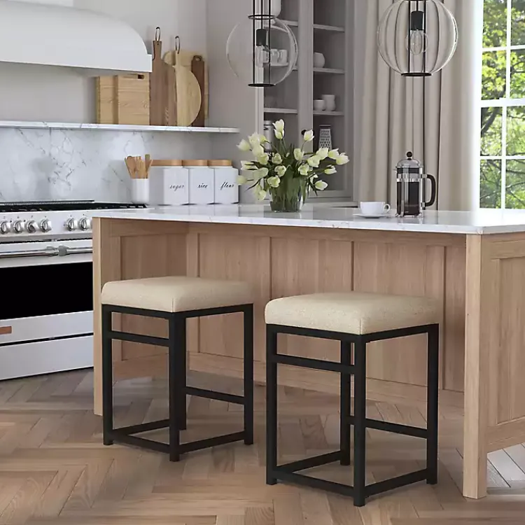 Bar Stools & Counter Height Stools-Kirklands Home Light Upholstered Counter Stool Tan
