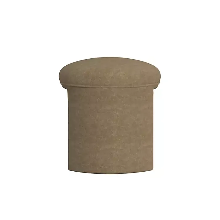 Benches & Ottomans-Kirklands Home Mocha Oval Upholstered Ottoman Brown