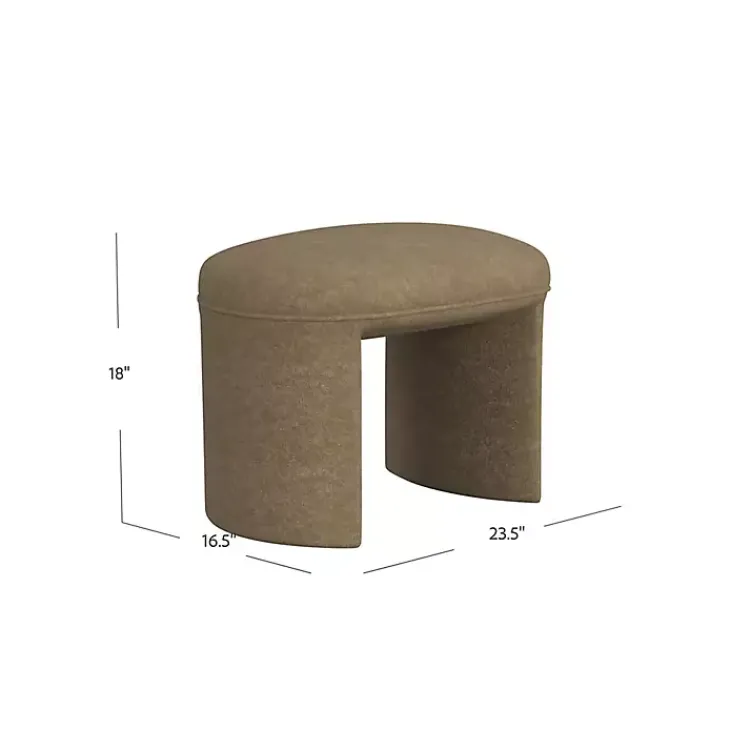 Benches & Ottomans-Kirklands Home Mocha Oval Upholstered Ottoman Brown