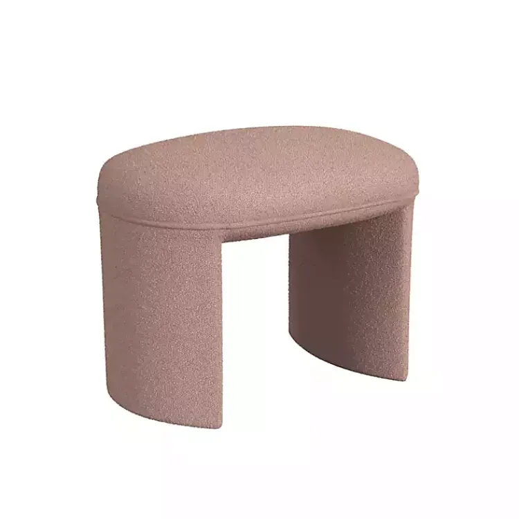 Benches & Ottomans-Kirklands Home Boucle Oval Upholstered Ottoman Pink