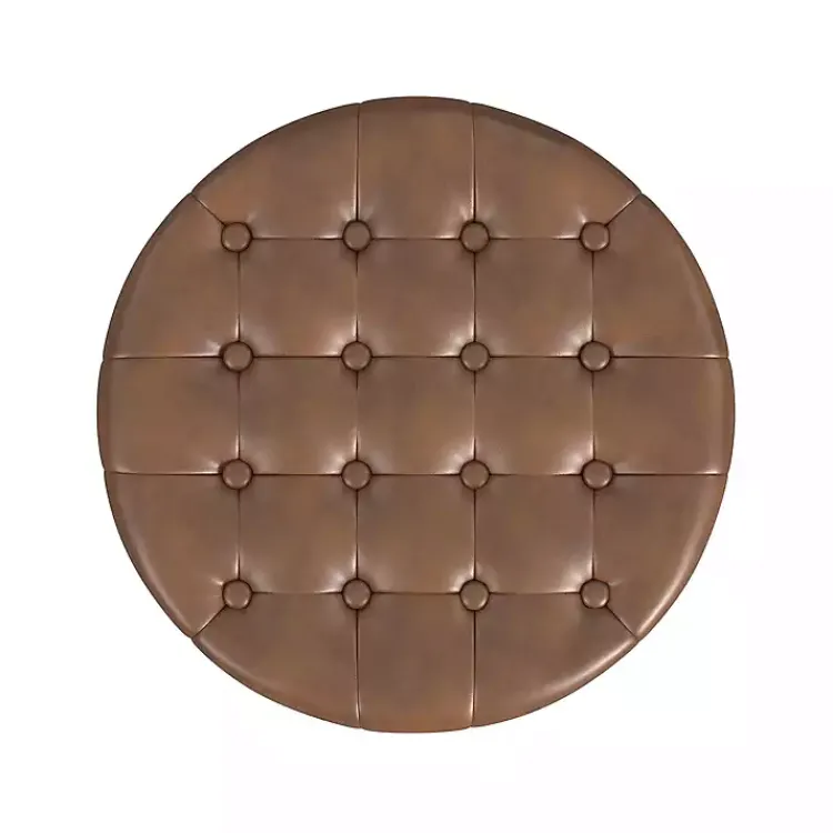 Benches & Ottomans-Kirklands Home Faux Leather Tufted Storage Ottoman Brown