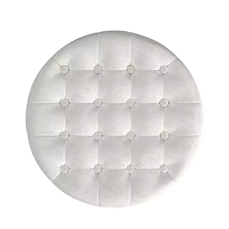 Benches & Ottomans-Kirklands Home Cream Woven Upholstered Tufted Storage Ottoman White