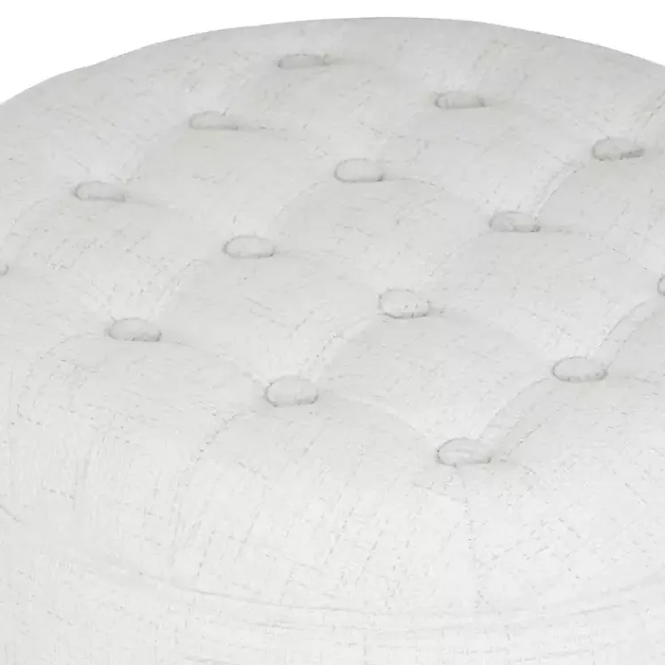 Benches & Ottomans-Kirklands Home Cream Woven Upholstered Tufted Storage Ottoman White