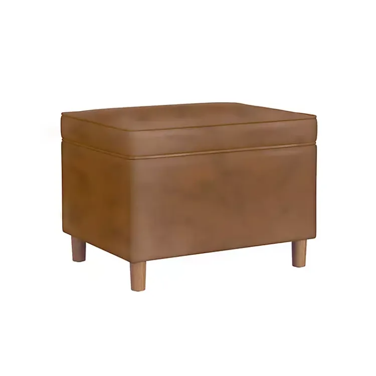 Benches & Ottomans-Kirklands Home Chocolate Faux Leather Storage Ottoman Brown