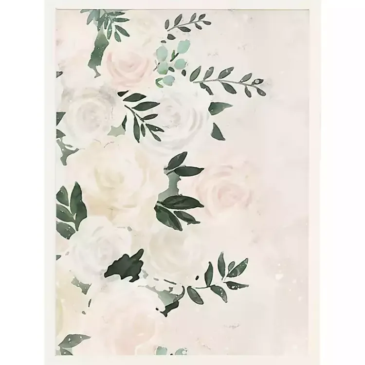 Framed Art-Kirklands Home Cream Elegant Floral Framed Art Print Ivory