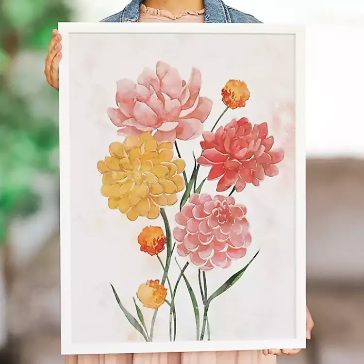 Framed Art-Kirklands Home Pink and Yellow Flowers Framed Art Print