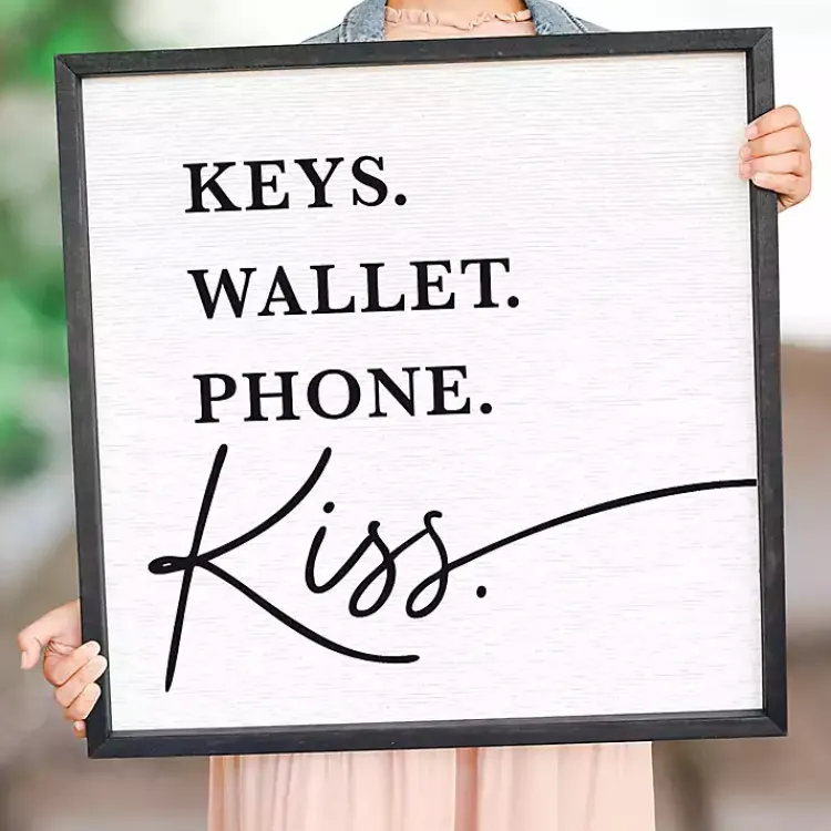 Wall Quotes & Signs-Kirklands Home Keys Wallet Kiss Framed Wall Plaque