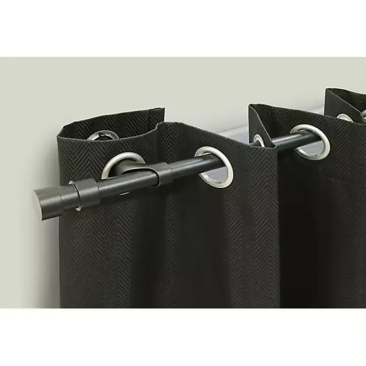 Curtain Rods & Hardware-Kirklands Home Black Metal Blackout Finial Curtain Rod, 72 in.