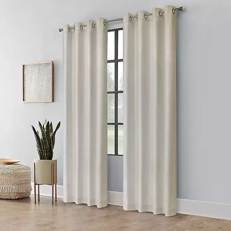 Curtains & Drapes-Kirklands Home Neutral Light Filtering Curtain Panel, 63 in. Ivory